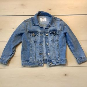 Unisex Kids Zara Casual Fall Buttoned Denim Blue Jacket Small 7 122